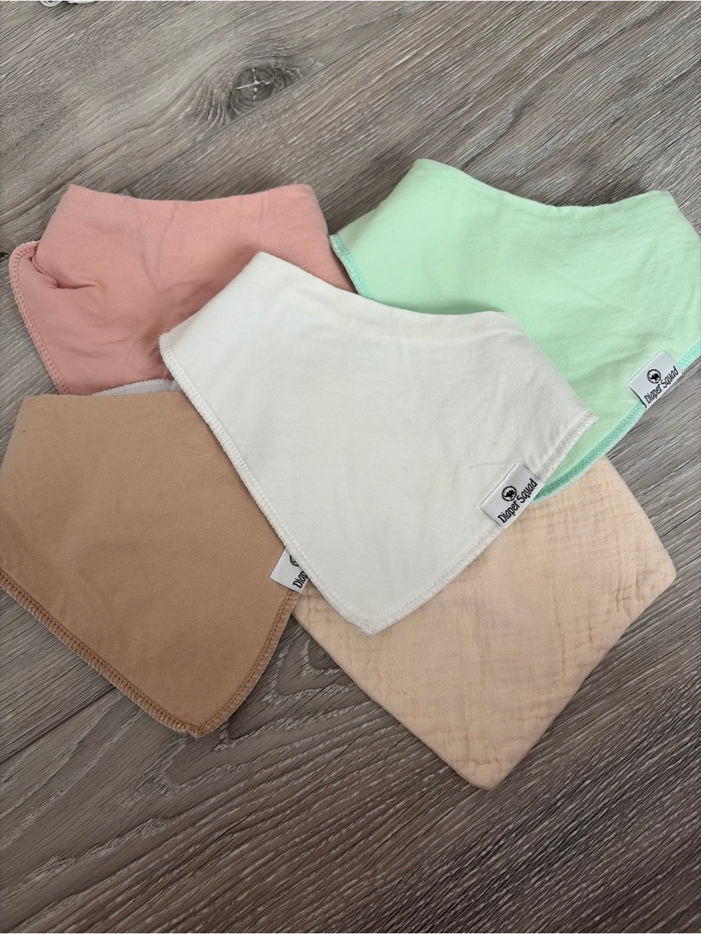 Neutral & Pastel Baby Bandana Bib Set - Soft Cream, Mint, Peach, Blush, Tan